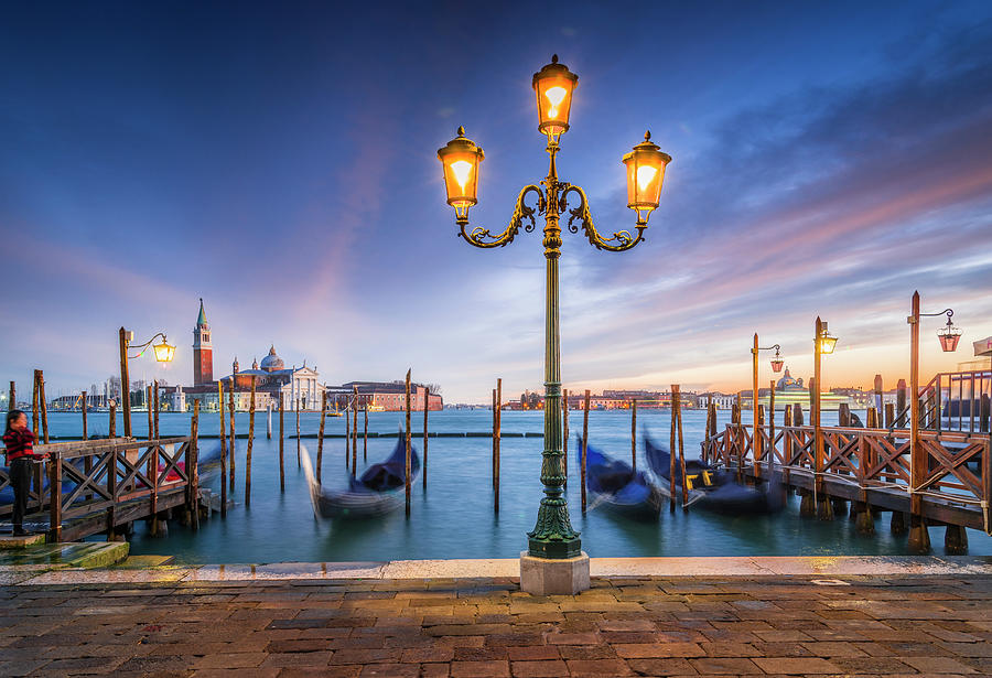 Italy, Veneto, Venetian Lagoon, Adriatic Coast, Venezia District, Venice, San Giorgio Maggiore, Gondolas #2 Digital Art by Stefano Coltelli