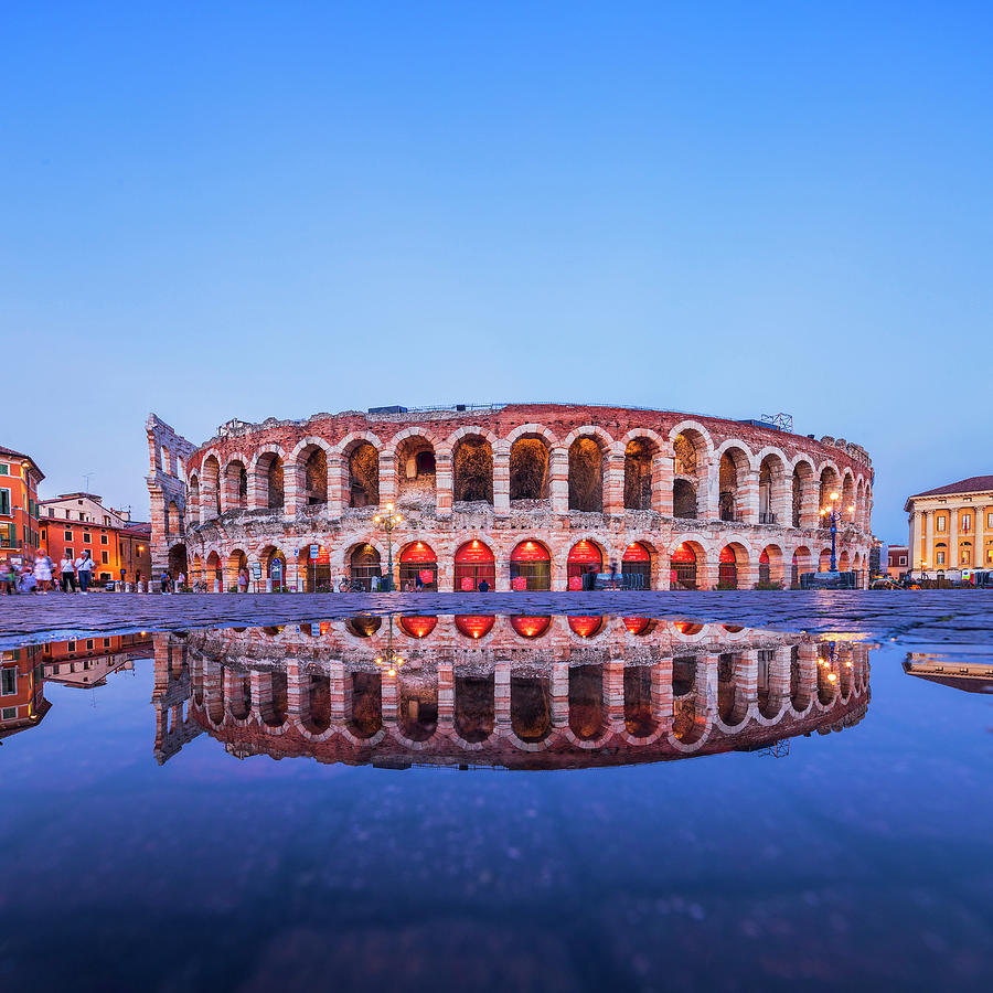 Italy, Veneto, Verona District, Verona, Piazza Bra, Roman Arena, Arena Di Verona, One Of The Best Preserved Roman Amphitheater In The World #2 Digital Art by Luigi Vaccarella