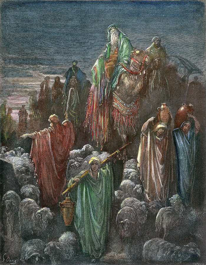 Jacob Goeth Into Egypt #3 Painting by Gustave Dore