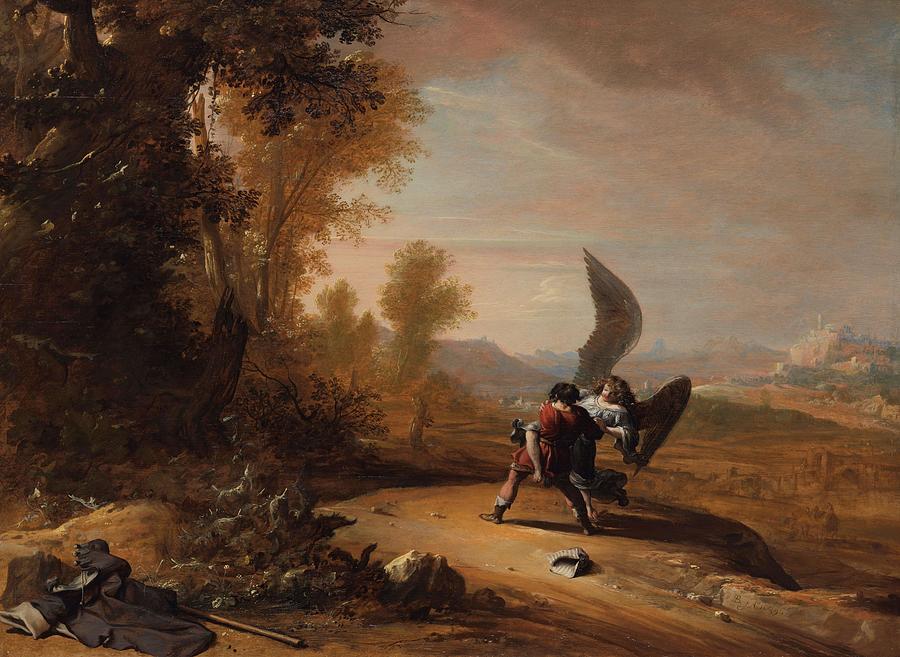 Jacob Wrestling with the Angel. #2 Painting by Bartholomeus Breenbergh