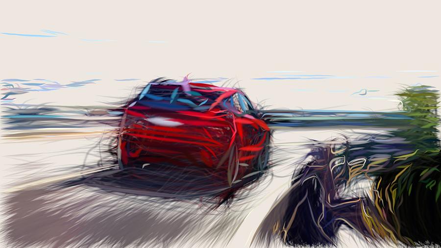 Jaguar E PACE Drawing #3 Digital Art by CarsToon Concept