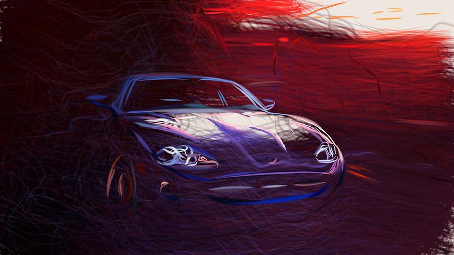 Jaguar XK8 Coupe Draw #2 Digital Art by CarsToon Concept