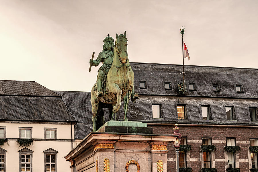 Jan Wellem statue, town hall, Marktplatz, old town of Dusseldorf #2 Photograph by Marek Poplawski