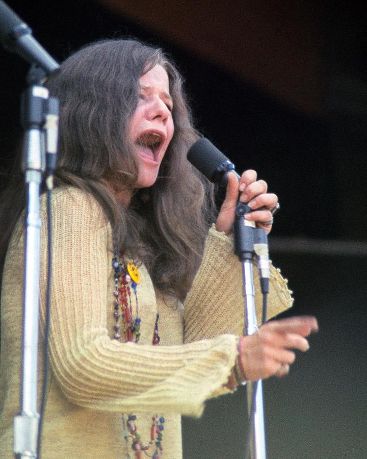 Janis Joplin Photograph - Janis Joplin Singing On Microphone At Monterey International Pop Festival #2 by Globe Photos