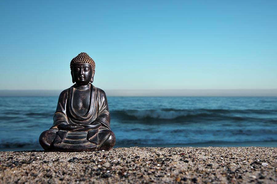 Japanese Buddha Statue At Ocean Shore #2 Photograph by Wesvandinter