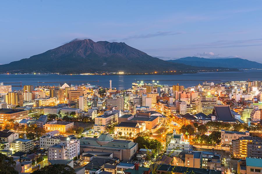 Architecture Photograph - Kagoshima, Japan Skyline #2 by Sean Pavone