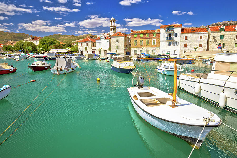 Kastel Novi turquoise harbor and historic architecture view #2 Photograph by Brch Photography