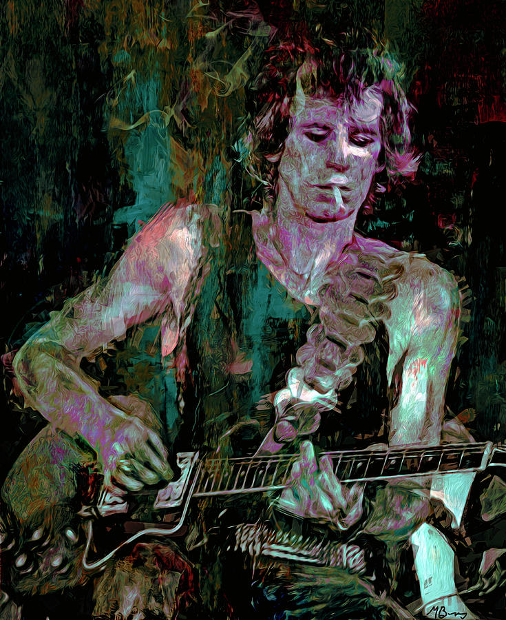 Keith Richards, The Rolling Stones #2 Mixed Media by Mal Bray