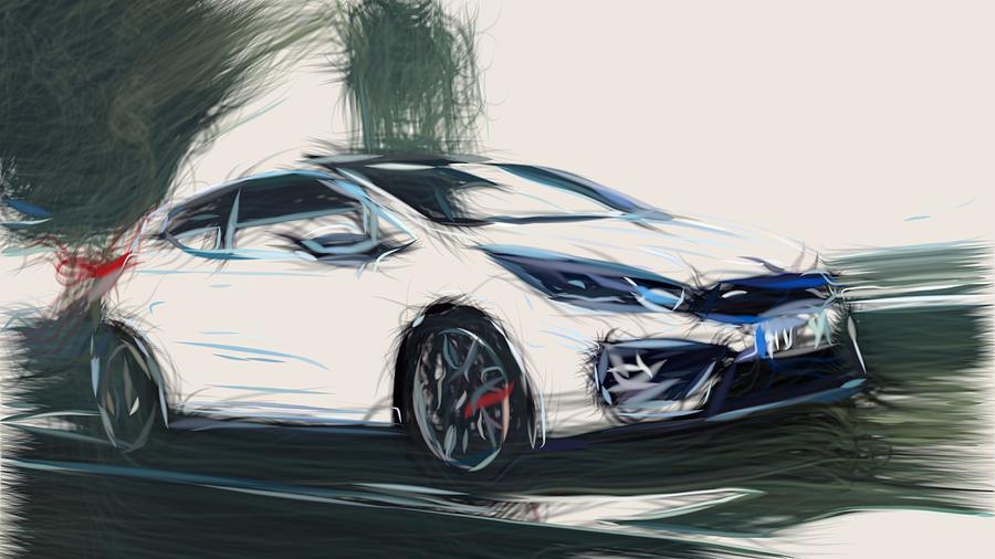 Kia Pro Ceed GT Drawing #3 Digital Art by CarsToon Concept
