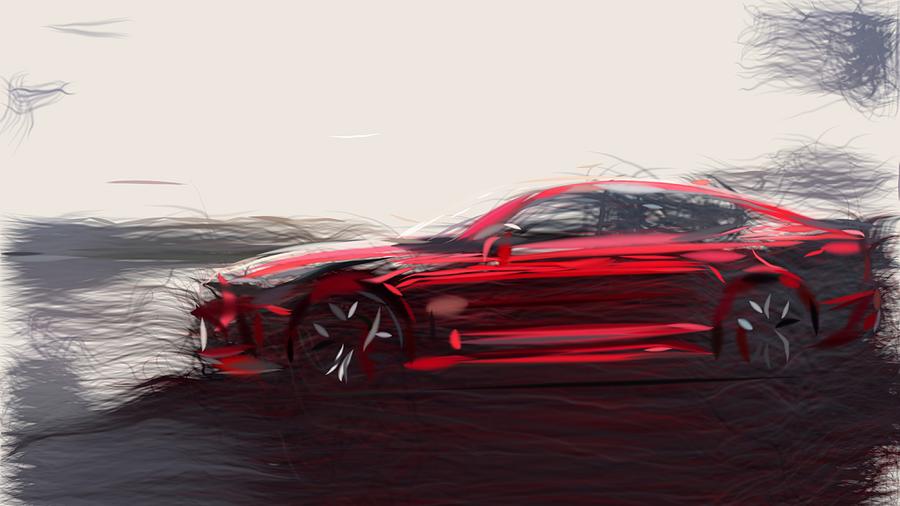 Kia Stinger GT Drawing #3 Digital Art by CarsToon Concept