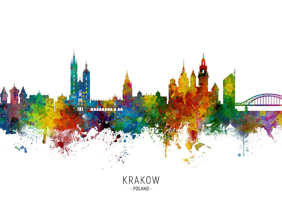 Krakow Poland Skyline #2 Digital Art by Michael Tompsett