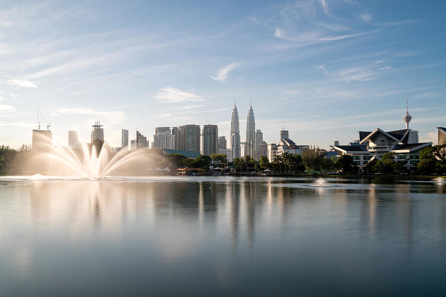 Architecture Photograph - Kuala Lumpur Skyline And Fountation #2 by Prasit Rodphan