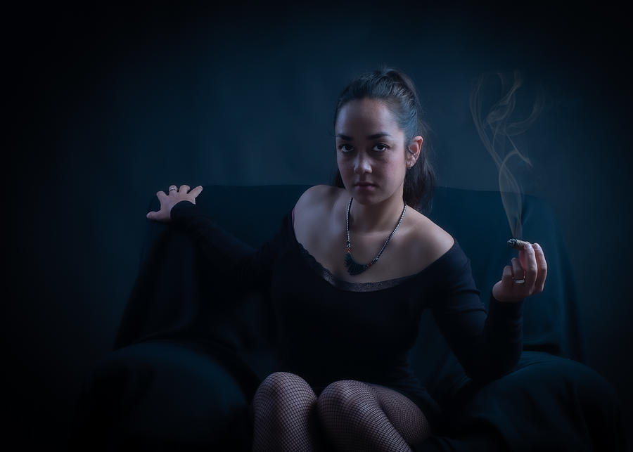 Portrait Photograph - La Femme Au Cigare #2 by Thierry Lagandr (transgressed Light)