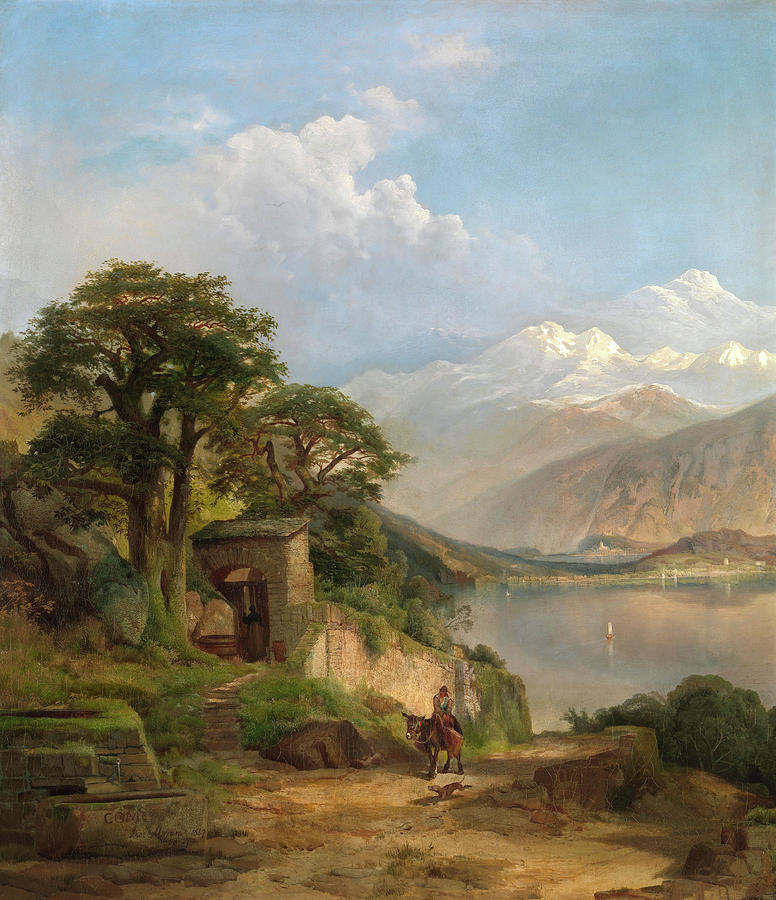 Lake Como. #2 Painting by Thomas Moran