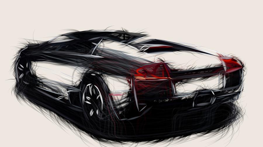 Lamborghini Murcielago LP640 Roadster Draw Digital Art by CarsToon Concept  - Pixels