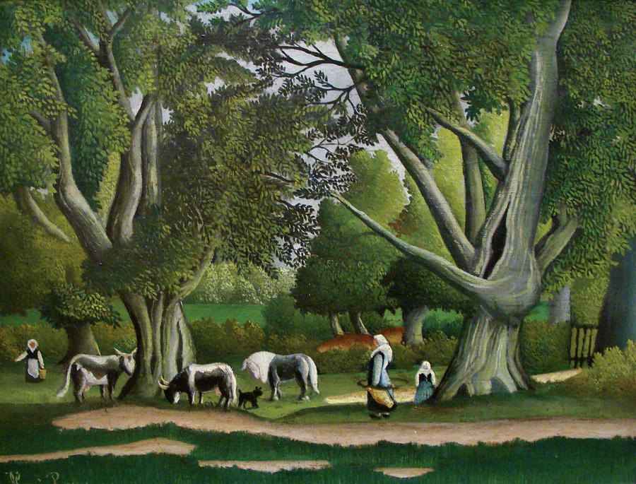 Henri Rousseau Painting - Landscape with Milkmaids #2 by Henri Rousseau