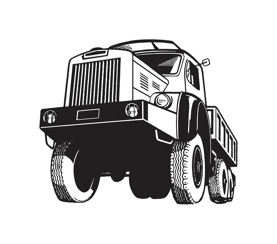 Black And White Drawing - Large Truck #2 by CSA Images