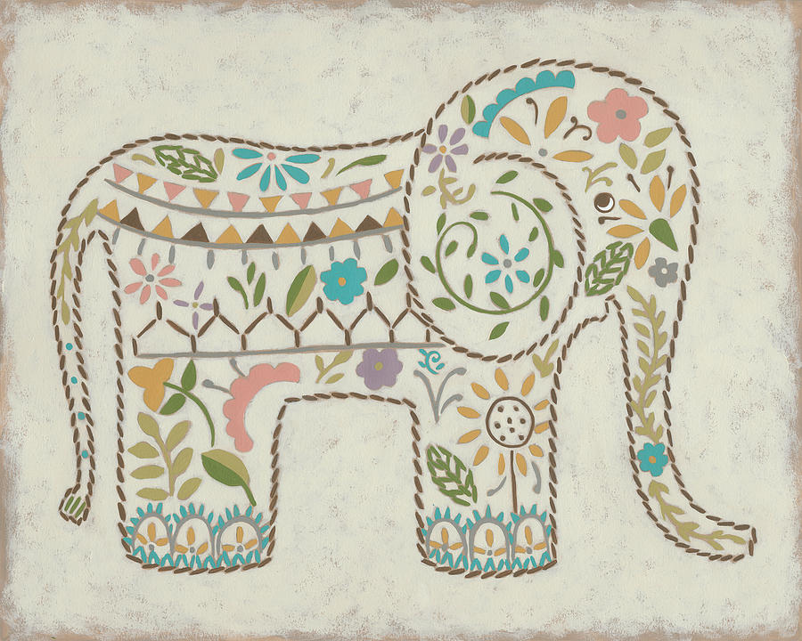 Animal Painting - Laurels Elephant I #2 by Chariklia Zarris