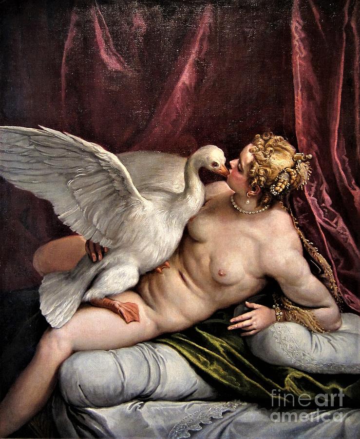 Leda and the swan #2 Painting by Thea Recuerdo