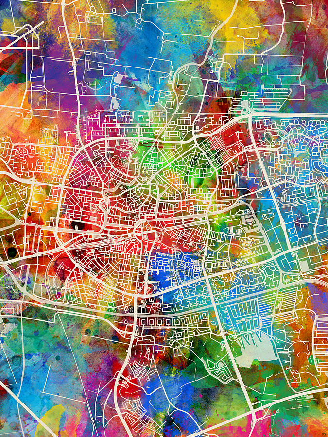 Leeuwarden Netherlands City Map #2 Digital Art by Michael Tompsett