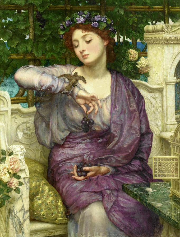 Lesbia and her Sparrow, from 1907 Painting by Edward Poynter Lesbia and her Sparrow, from 1907 Painting by Edward Poynter