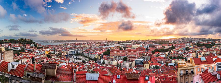 Castle Photograph - Lisbon, Portugal Downtown Skyline #2 by Sean Pavone