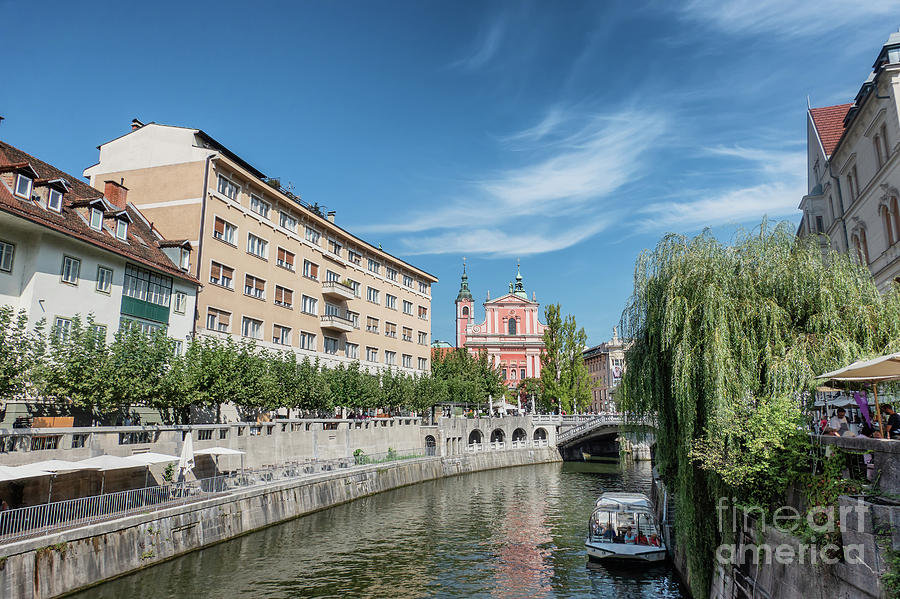 Ljubljana city center with canals and waterfront in Slovenia Photograph ...