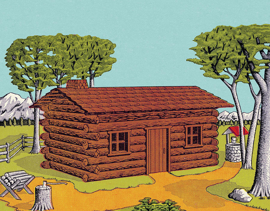 Architecture Drawing - Log Cabin #2 by CSA Images