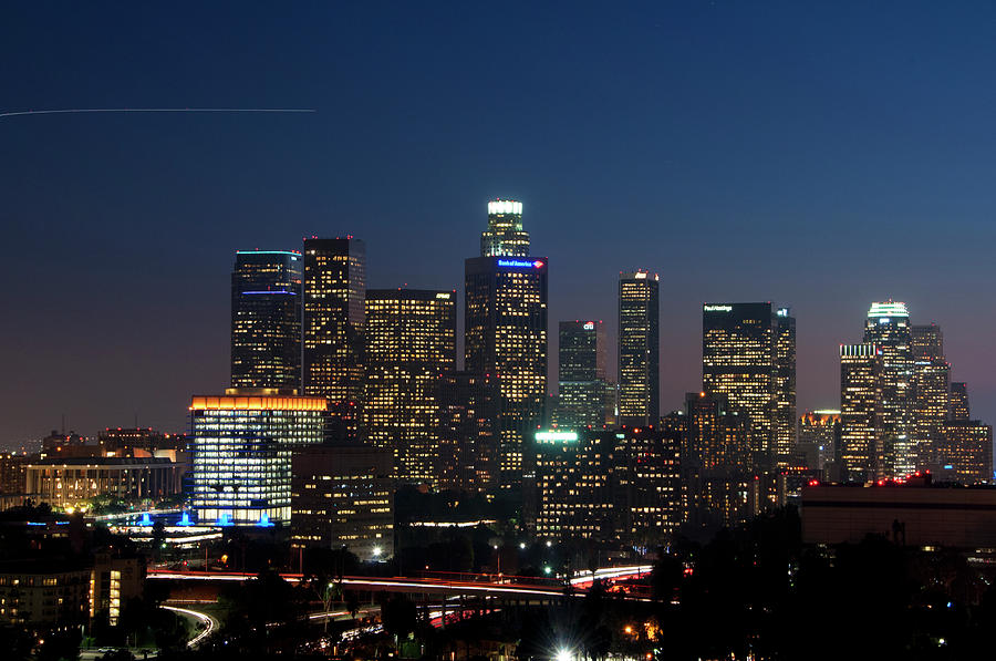Los Angeles Skyline At Night #2 Photograph by Mitch Diamond