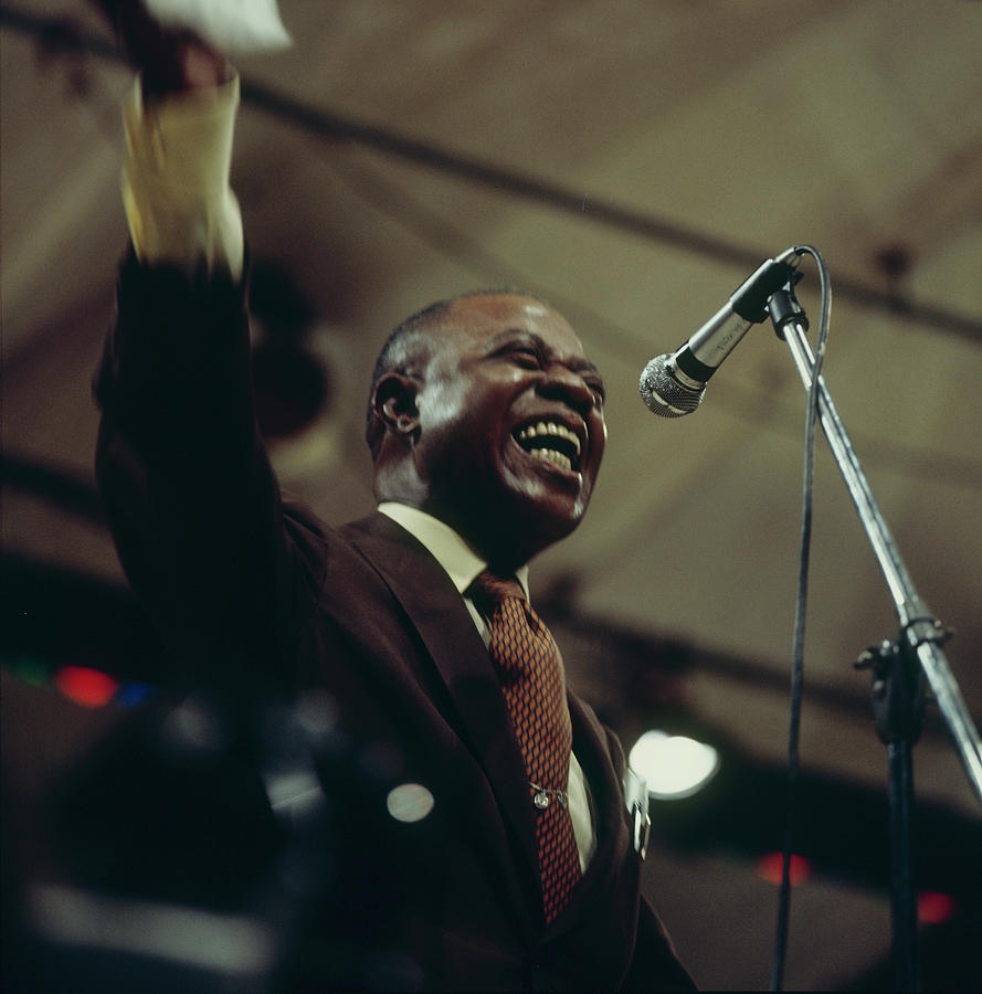 Louis Armstrong On Stage At Newport #2 Photograph by David Redfern