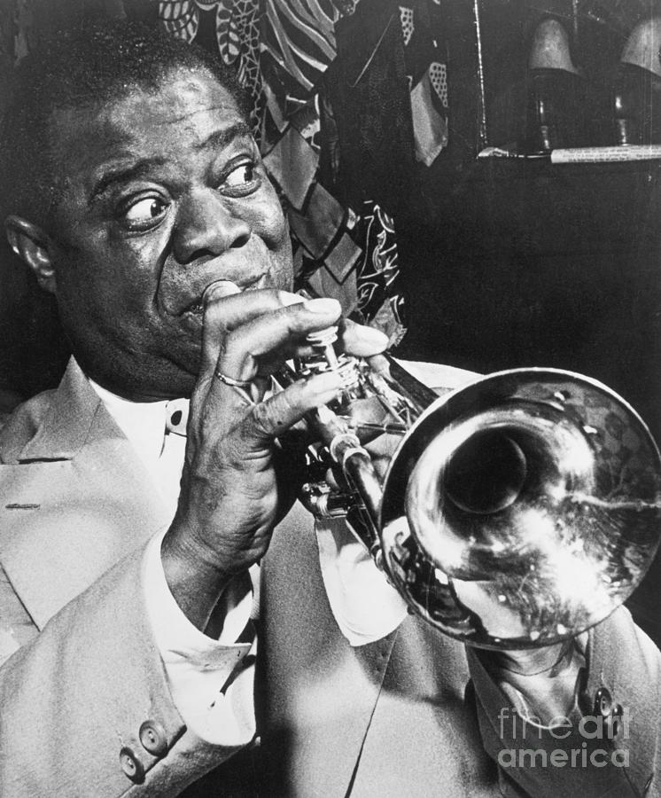 Louis Armstrong Playing Trumpet #2 Photograph by Bettmann