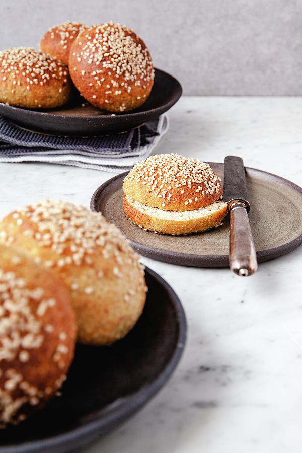 Low Carb Bread Rolls With Sesame Seeds #2 Photograph by Elisabeth Von Plnitz-eisfeld