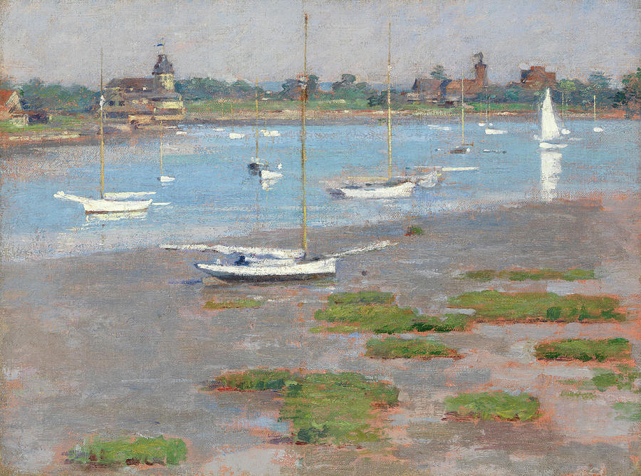 Low Tide, Riverside Yacht Club. #2 Painting by Theodore Robinson