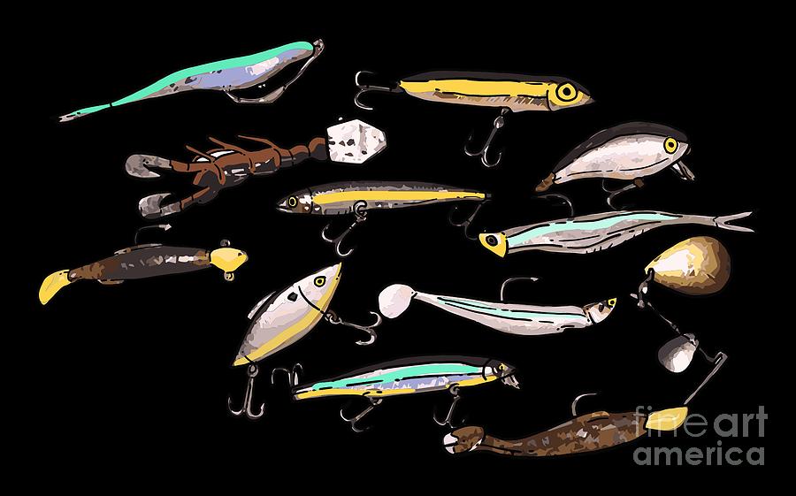 Hook Digital Art - Lures And Baits Fishing Angler #2 by Mister Tee