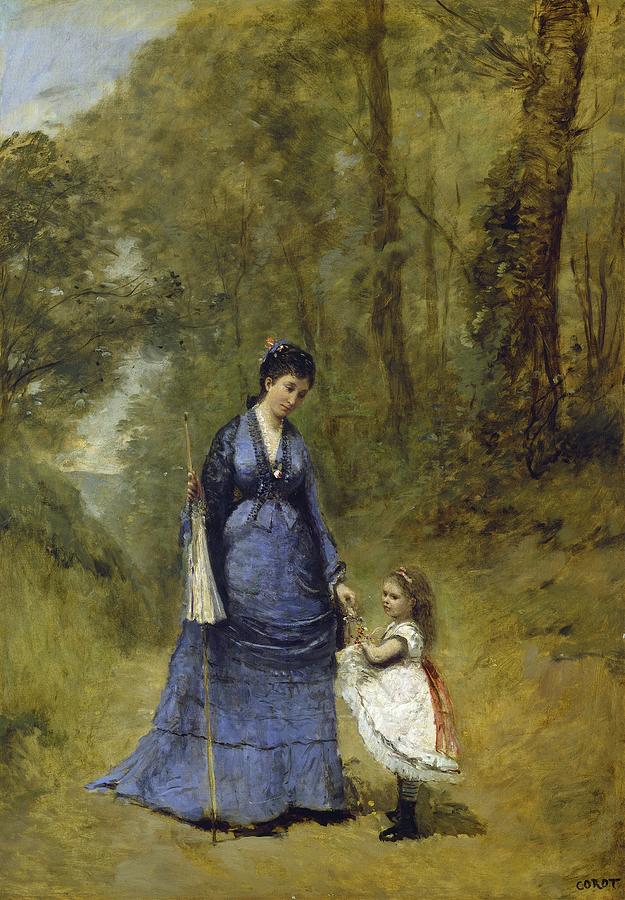 Madame Stumpf and Her Daughter Painting by Camille Corot - Fine Art America