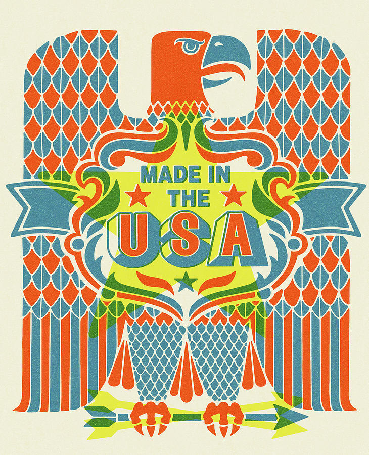 Eagle Drawing - Made in the USA Eagle #2 by CSA Images