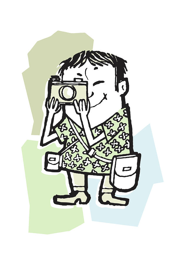 Vintage Drawing - Male Tourist with Camera #2 by CSA Images