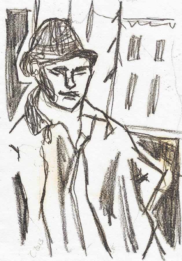 Man in a hat #2 Drawing by Edgeworth Johnstone