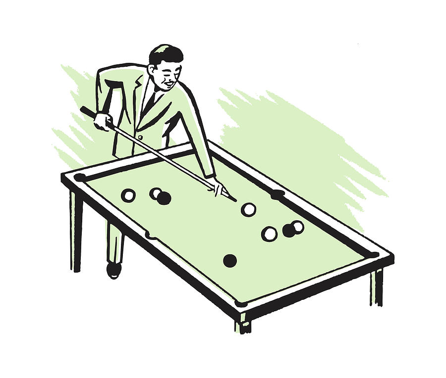 Sports Drawing - Man Playing Billiards #2 by CSA Images