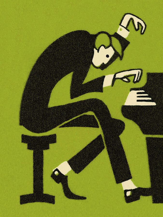 Music Drawing - Man Playing Piano #2 by CSA Images