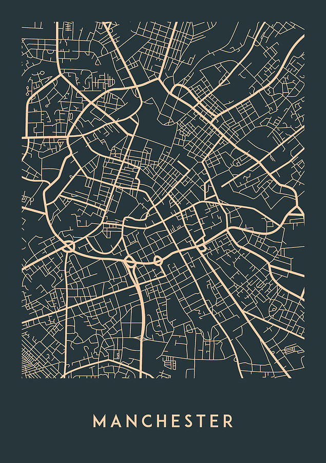 Manchester Map #2 Digital Art by Mike Taylor