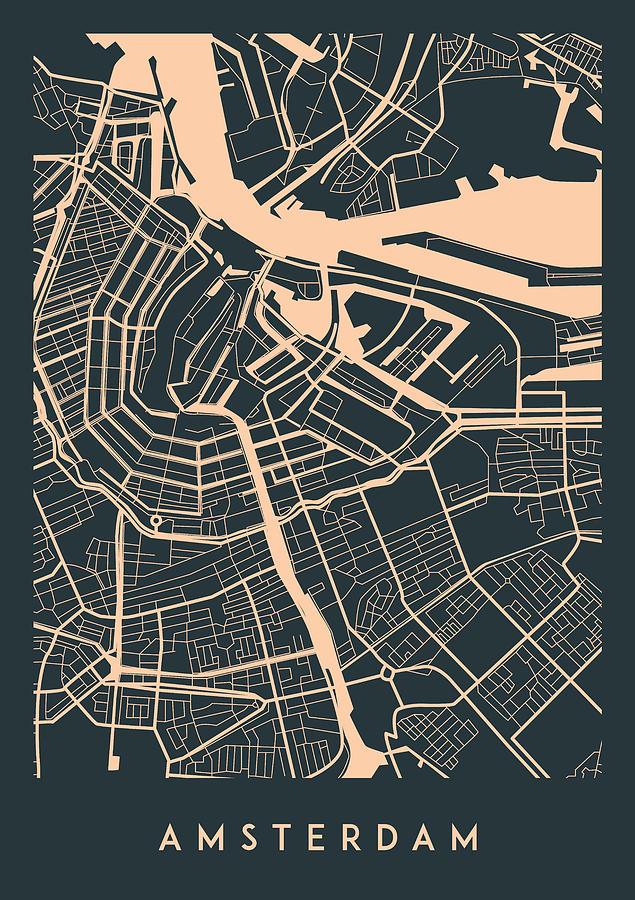 Map of Amsterdam #2 Digital Art by Mike Taylor