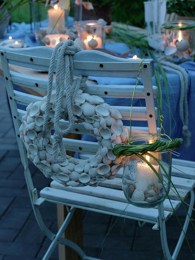 Maritime Table Decoration On Terrace In Evening Mood #2 Photograph by Friedrich Strauss