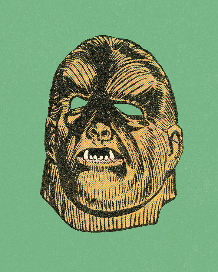 Vintage Drawing - Mask #2 by CSA Images