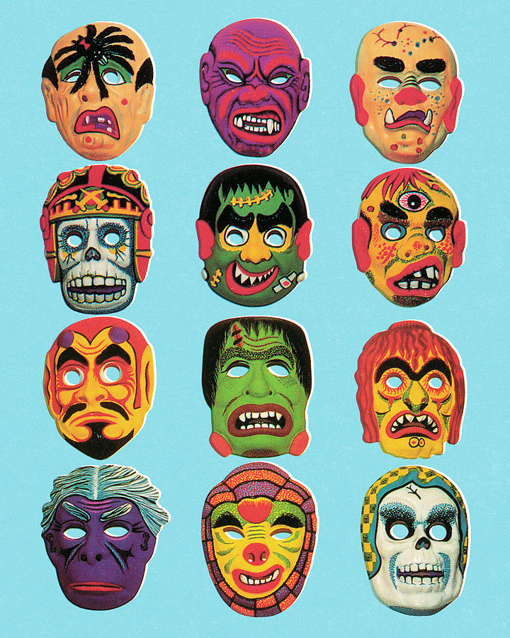 Halloween Drawing - Masks #2 by CSA Images