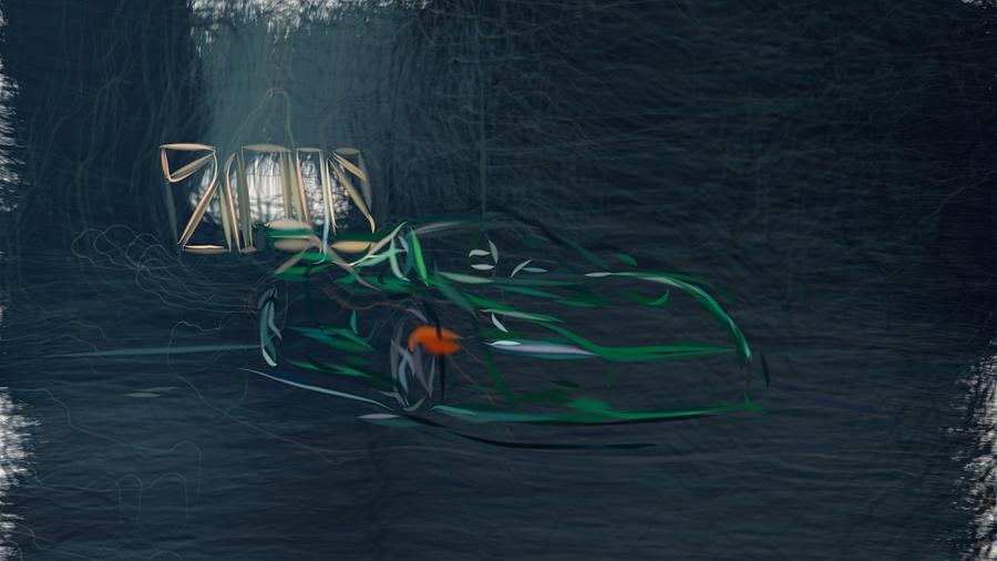 McLaren Senna Carbon Theme Drawing #3 Digital Art by CarsToon Concept