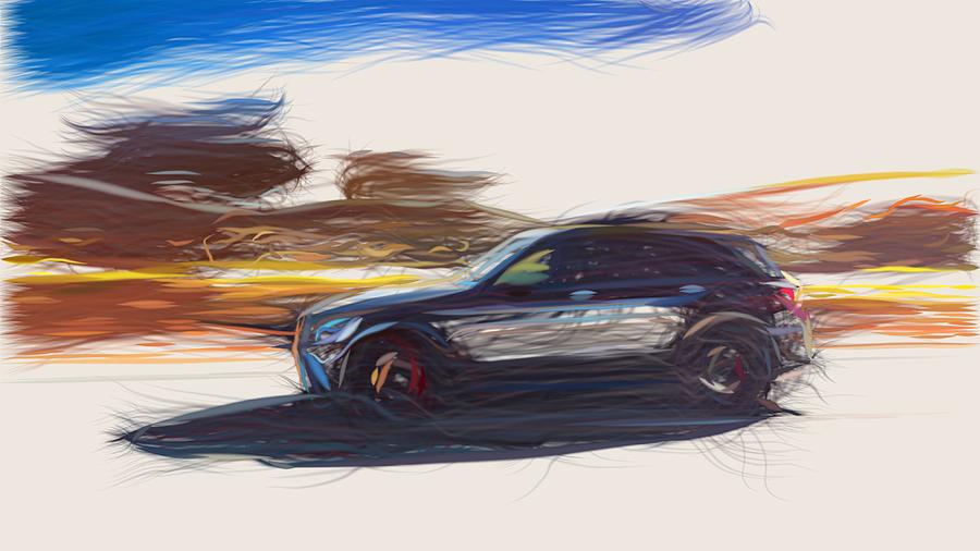 Mercedes Benz GLC63 S AMG Drawing #3 Digital Art by CarsToon Concept