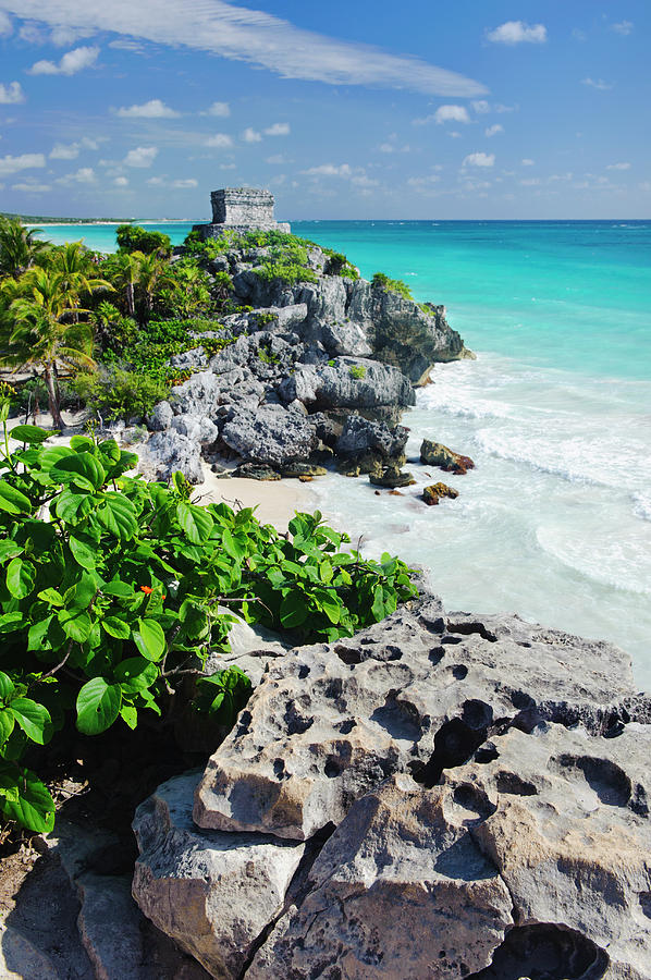 Mayan Photograph - Mexico, Yucatan, Tulum, Beach With #2 by Tetra Images