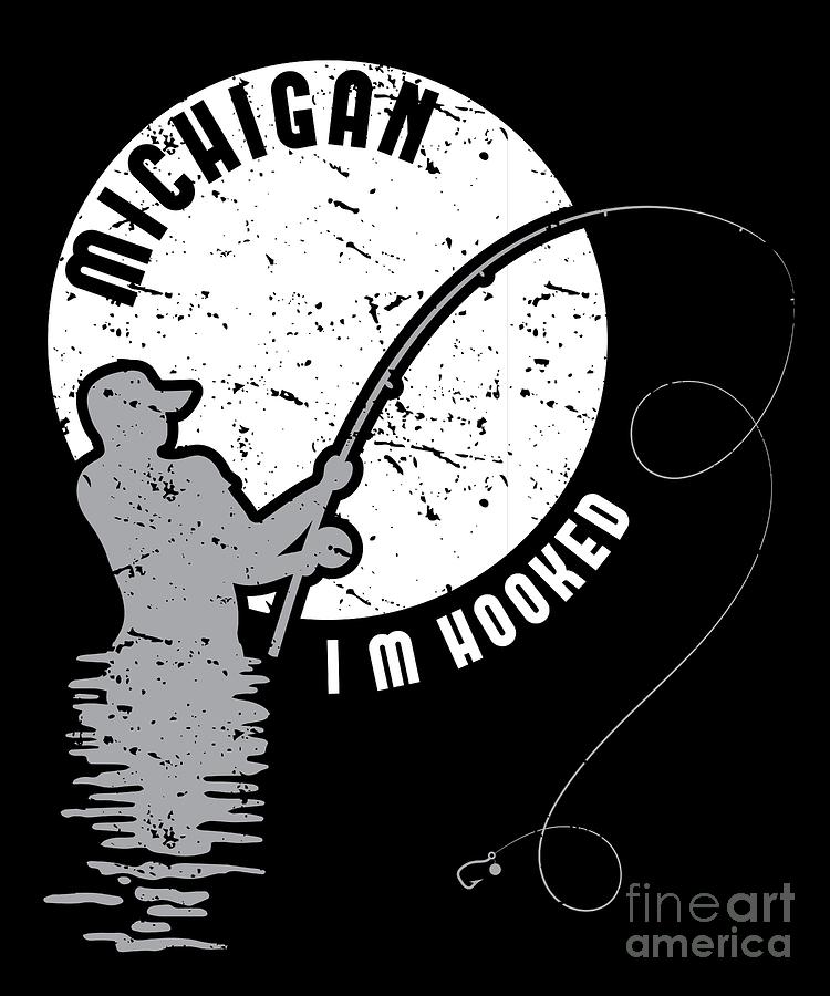 MI Michigan Fishing T Shirt Gift for Fishermen and Anglers #1 Digital Art by Martin Hicks