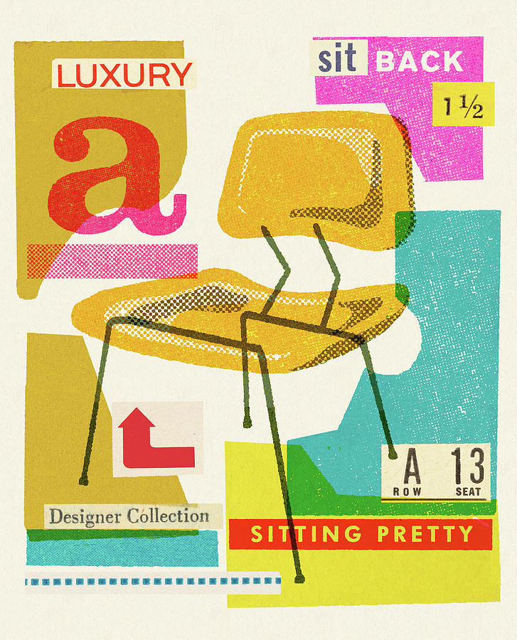 Vintage Drawing - Mid Century Modern Armchair Collage #2 by CSA Images